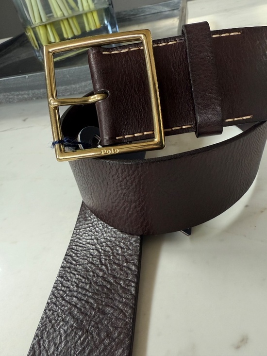 New Polo Ralph Lauren Square-Buckle Wide Leather Belt M main image 8